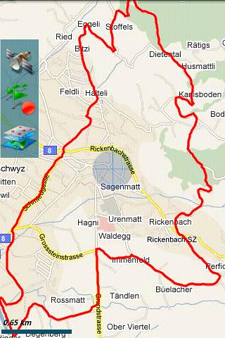 Oruxmaps Kartendarstellung der Maps Karte mit GPS Track