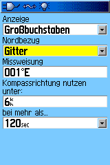 Steuerkurs Menu und dort Gitter wählen