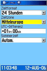 Zeit einstellen auf dem GPSmap 60CSx