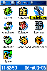 Hauptmenu Einstellungen wählen im Garmin GPSmap 60CSx