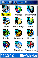 System wählen im Garmin GPSmap 60CSx