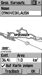 Gespeichterte GPS Tracks (Kursaufzeichnungen)