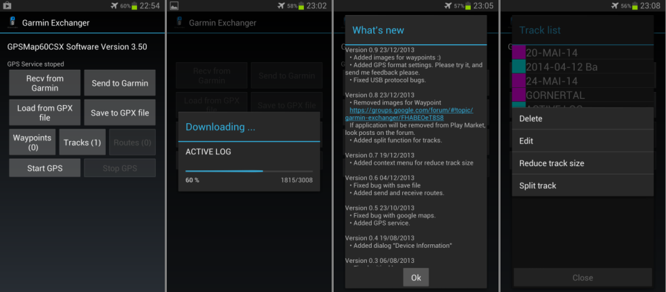 Garmin Exchanger GPX Datein vom Android Smartphone ins Garmin 60CSx kopieren downloaden