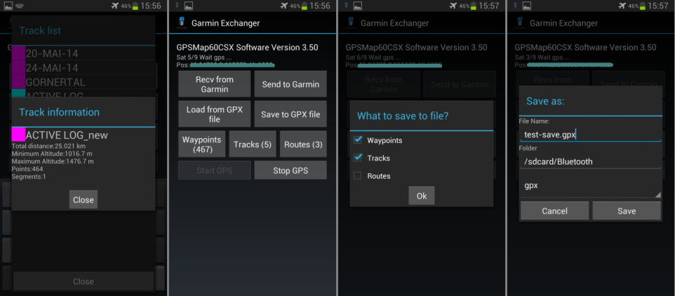 Garmin Exchanger GPX Datein vom Android ins 60CSx kopieren downloaden