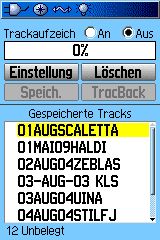 Trackseite auf dem Garmin GPSmap 60CSx anwählen