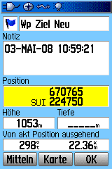 Trackseite auf dem Garmin GPSmap 60CSx anwählen