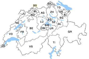E-Bikes Landkarte Schweiz mit Kanton