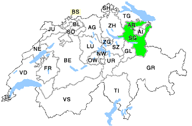 Kanton Sankt Gallen in der Schweizerkarte
