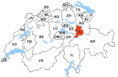 Schweiz mit Kanton Glarus!