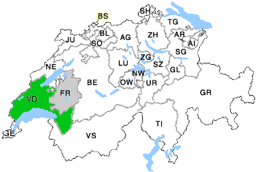 Landkarte Schweiz Suise mit Kanton Freiburg Waadt Fribourg Vaud