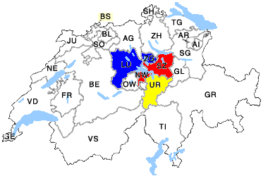Schweiz mit Kanton Schwyz