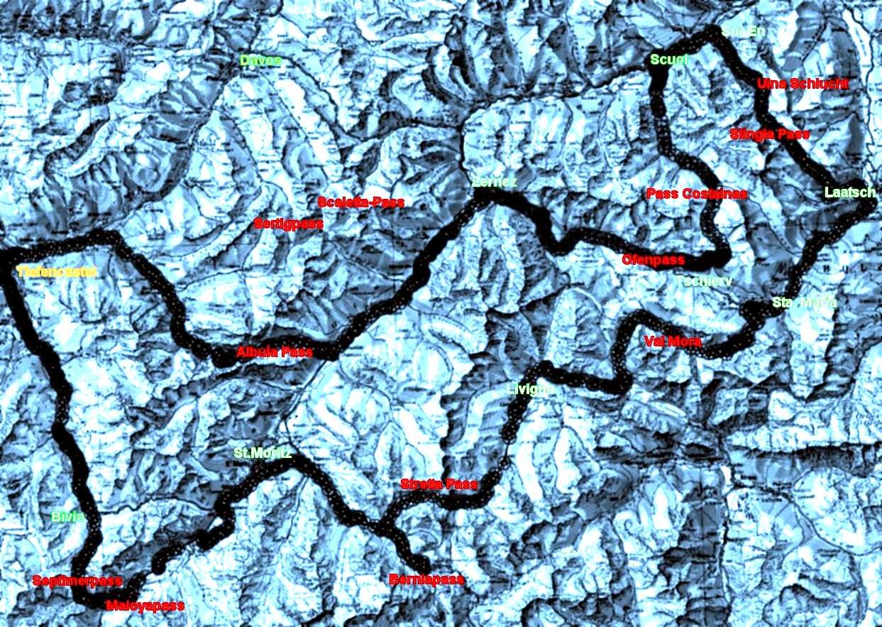 Runda Grischun Landkarte zur Graubünden Tour