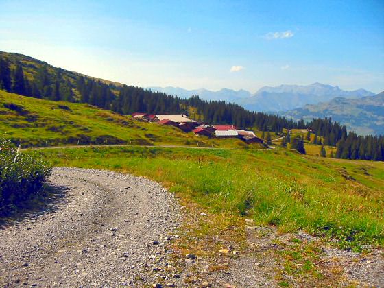 Schotterstrecke hinunter nach Fideriser Duranna